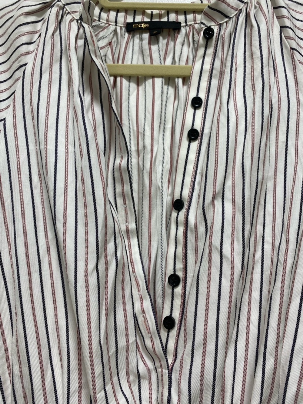 *no belt* Maje Cream Striped Romper - Picture 8 of 14
